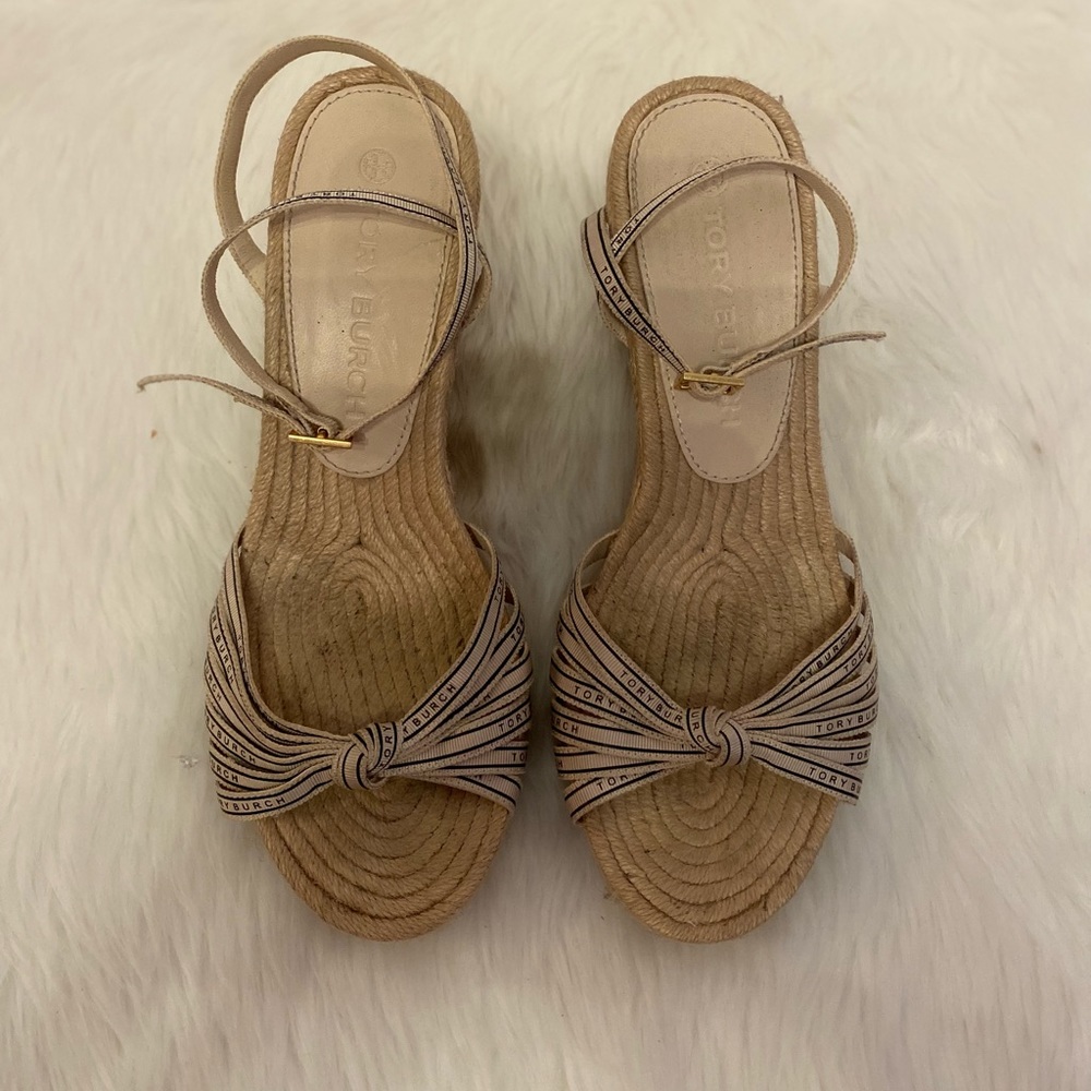 Tory Burch Tory Ribbon Wedge Espadrille Size 9